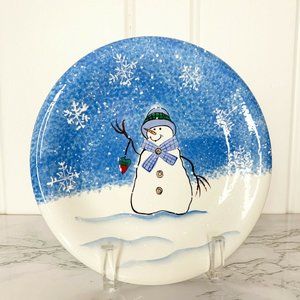 St Nicholas Square Button Tree Snowman Plate